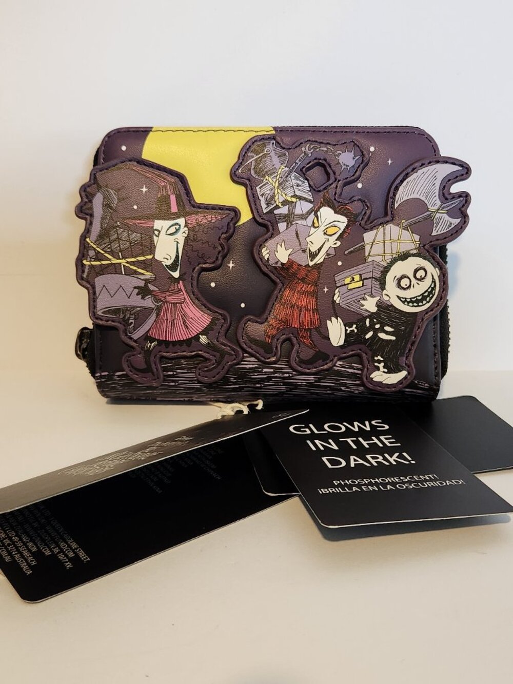 Loungefly Nightmare Before Christmas Lock Shock Barrel Wallet Zip Around Glows